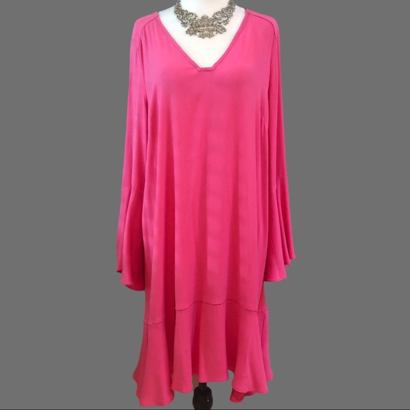 ANTHROPOLOGIE Bell Sleeve Ruffle Hem Swing Dress - Picture 2 of 8